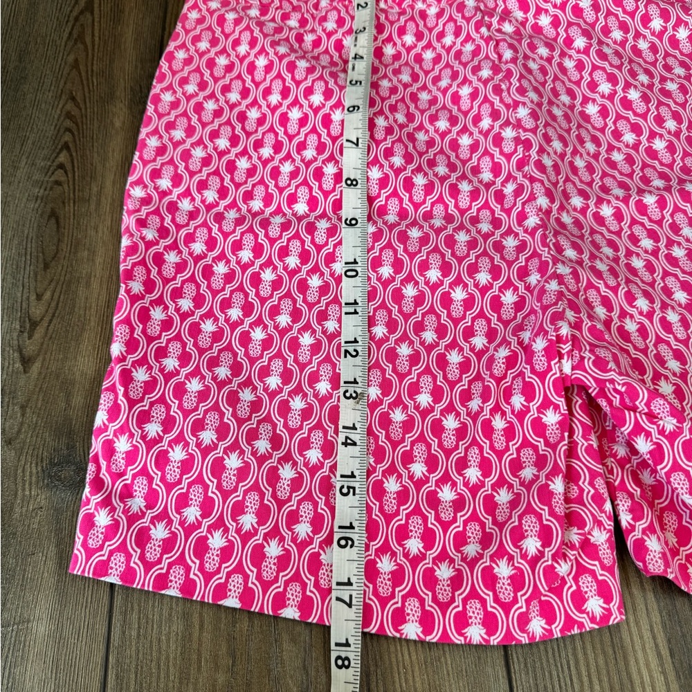 Lulu-B Pink and White Bermuda Shorts hot pink Geometric Pattern PINEAPPLE - Picture 6 of 7